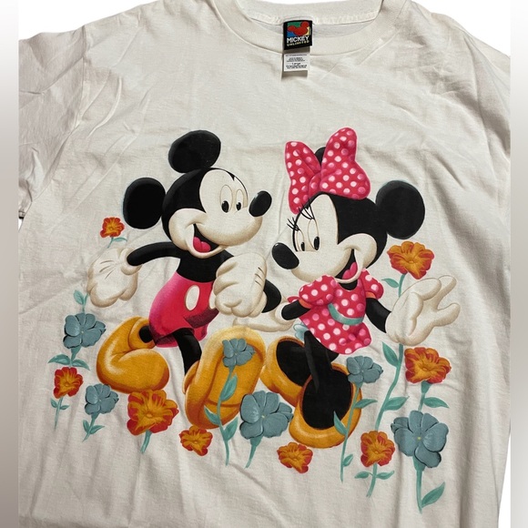 Vintage Mickey Mouse and Minnie Disney Graphic T-shirt Flower Field - Picture 2 of 5
